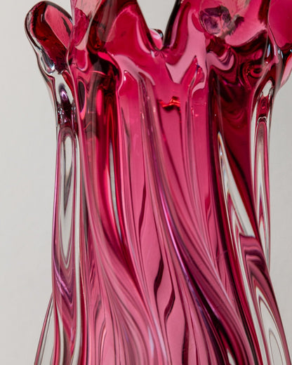 Vintage Murano Glasvase in Beerenton, organische Form