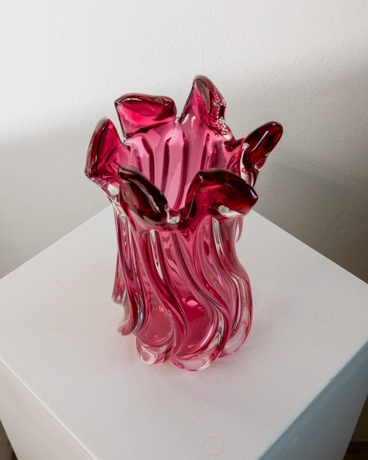 Vintage Murano Glasvase in Beerenton, organische Form