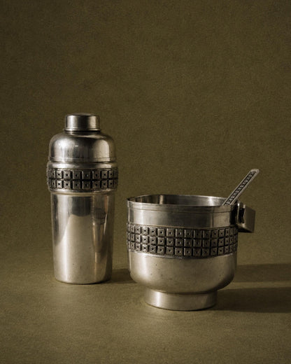 Vintage Cocktailset aus Zinn von Belfi, Art Deco