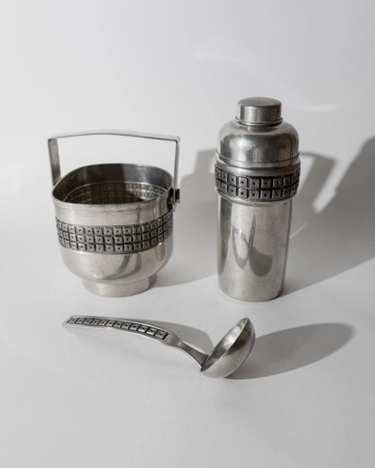 Vintage Cocktailset aus Zinn von Belfi, Art Deco