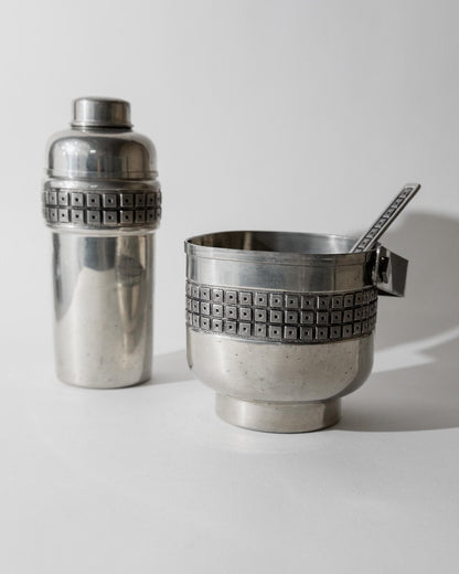 Vintage Cocktailset aus Zinn von Belfi, Art Deco