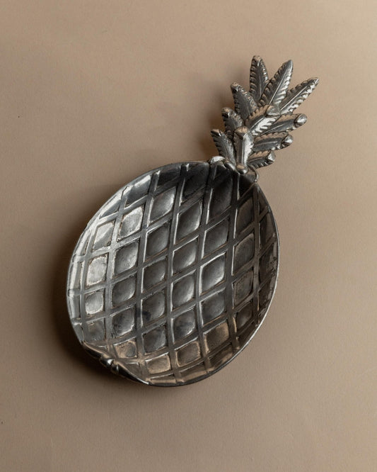 Vintage Schale Pineapple von 1960er, silberfarben, tropisches Design, dekorativ, Geschenkidee