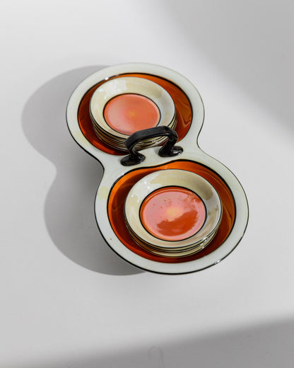 Vintage Schale Set von Gebrüder Schoenau Hüttensteinbach, orange-creme, 9-teilig