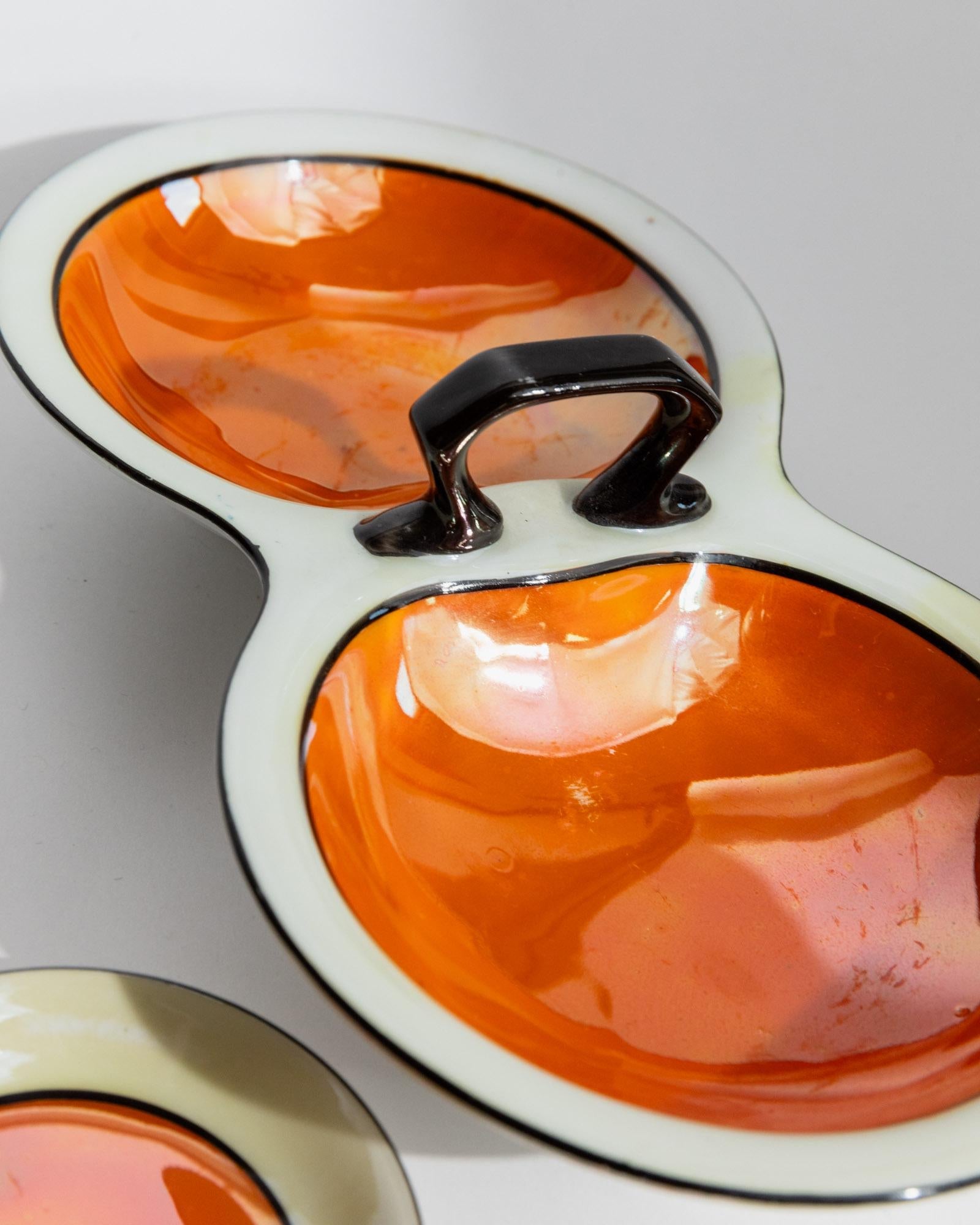 Vintage Schale Set von Gebrüder Schoenau Hüttensteinbach, orange-creme, 9-teilig