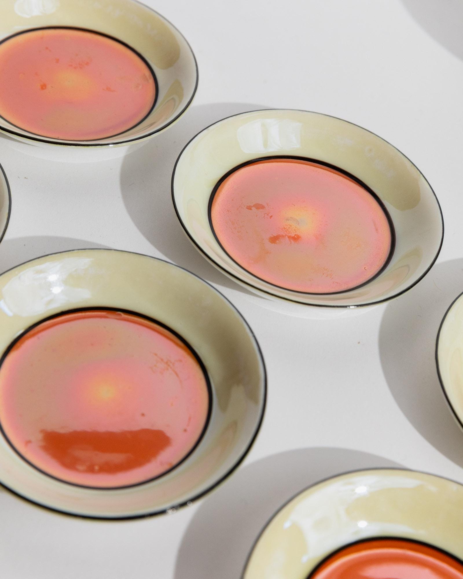 Vintage Schale Set von Gebrüder Schoenau Hüttensteinbach, orange-creme, 9-teilig