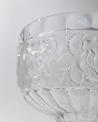 Vintage Glasschale auf Fuß, floral texturiert, 1960er Jahre