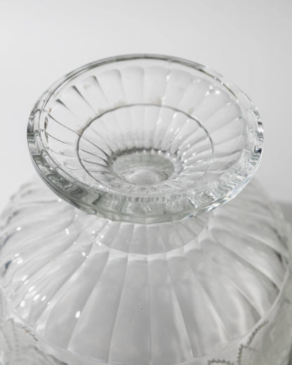 Vintage Glasschale auf Fuß, floral texturiert, 1960er Jahre
