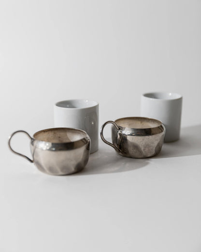 Vintage versilbertes Kaffeeset mit zwei Espressotassen, Zuckerdose und Tablett, 1960er