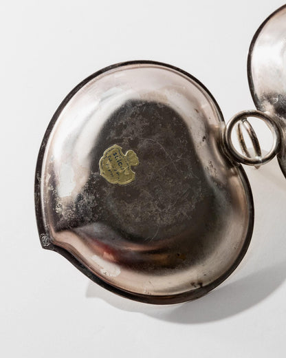Vintage Vide-Poche-Schale Doppelschale mit Ringgriff versilbert, Patina, Dekoration