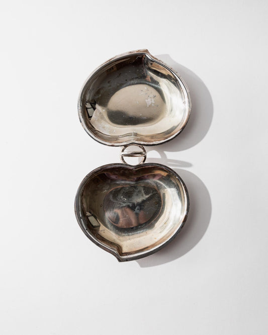 Vintage Vide-Poche-Schale Doppelschale mit Ringgriff versilbert, Patina, Dekoration