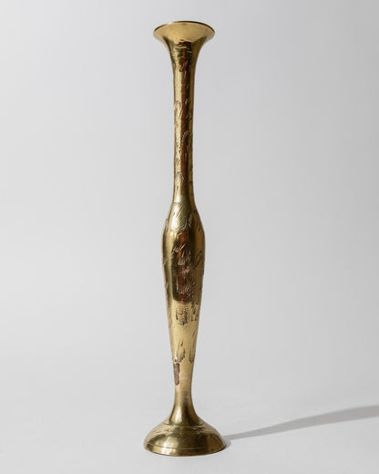 Vintage Messing-Vase mit graviertem Ethno-Muster