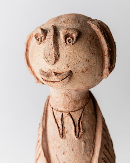 Vintage Terrakotta Keramik Skulptur Naive Figur Unikat Terrakotta-Töne Keramik Kunst