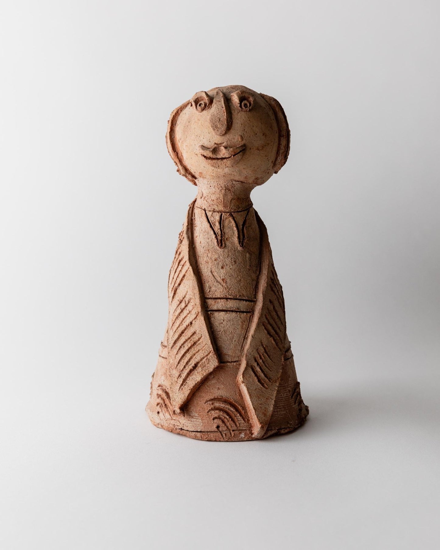 Vintage Terrakotta Keramik Skulptur Naive Figur Unikat Terrakotta-Töne Keramik Kunst