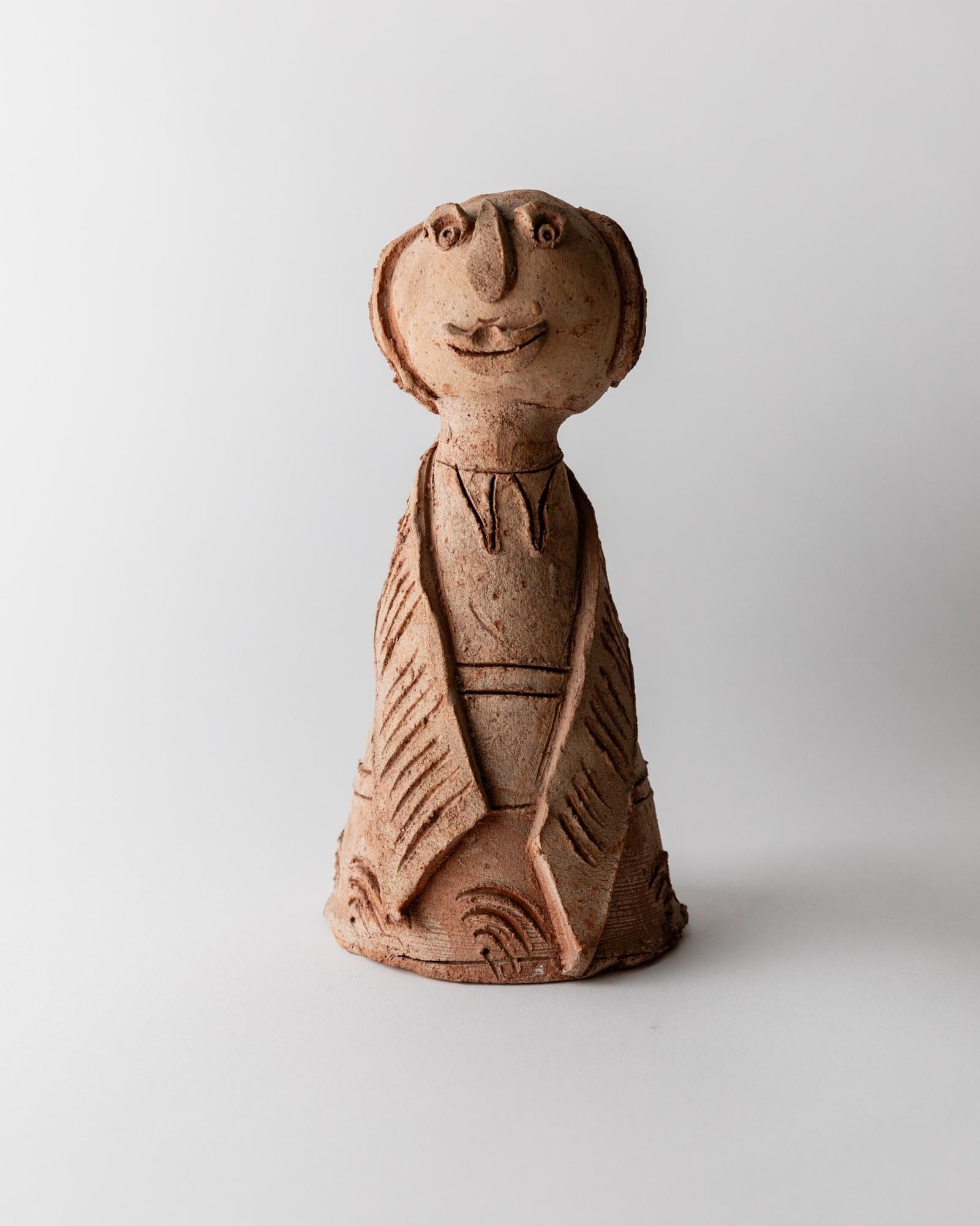 Vintage Terrakotta Keramik Skulptur Naive Figur Unikat Terrakotta-Töne Keramik Kunst