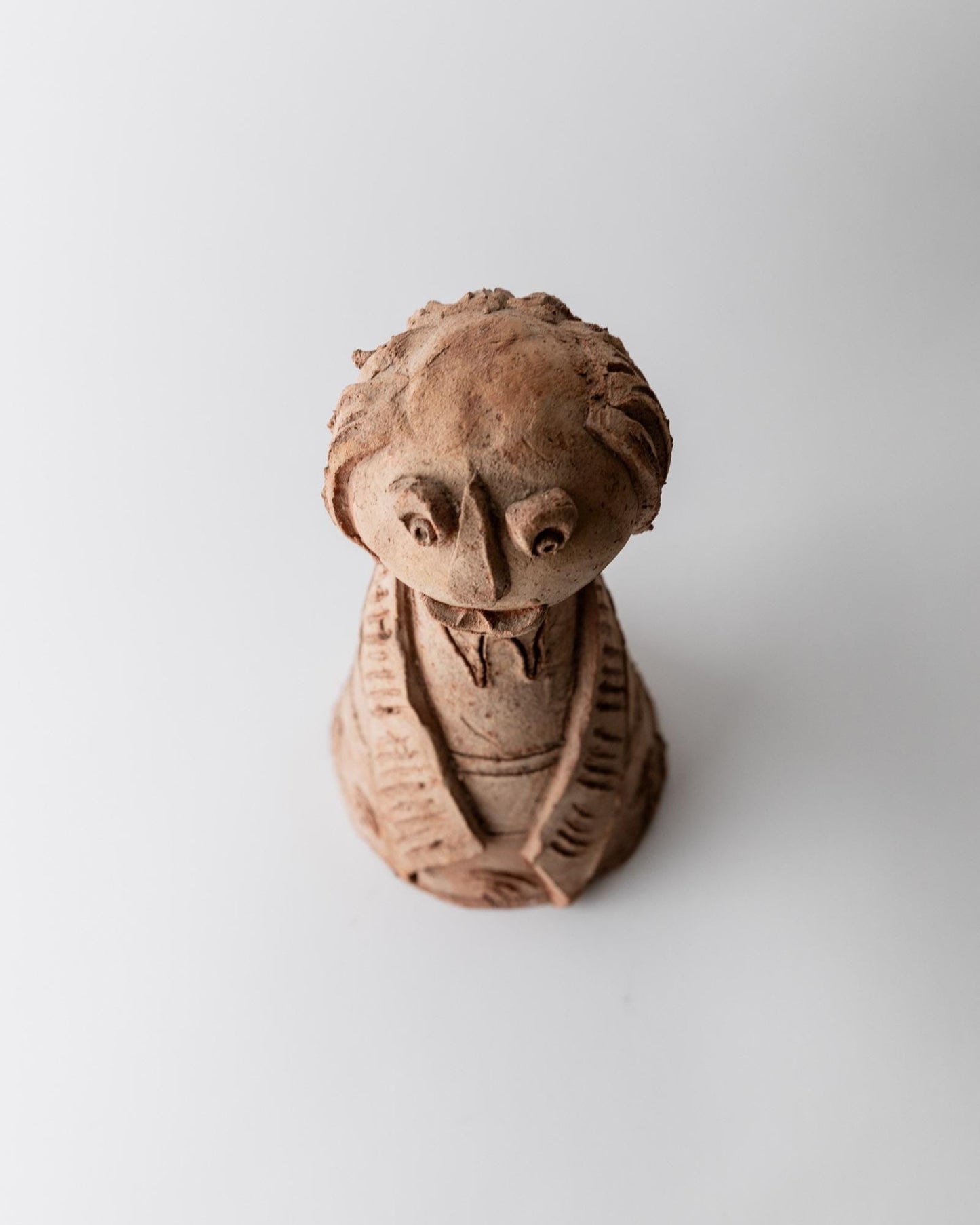 Vintage Terrakotta Keramik Skulptur Naive Figur Unikat Terrakotta-Töne Keramik Kunst