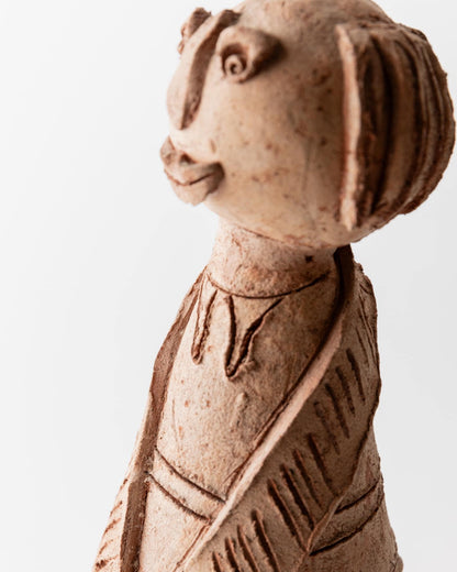 Vintage Terrakotta Keramik Skulptur Naive Figur Unikat Terrakotta-Töne Keramik Kunst