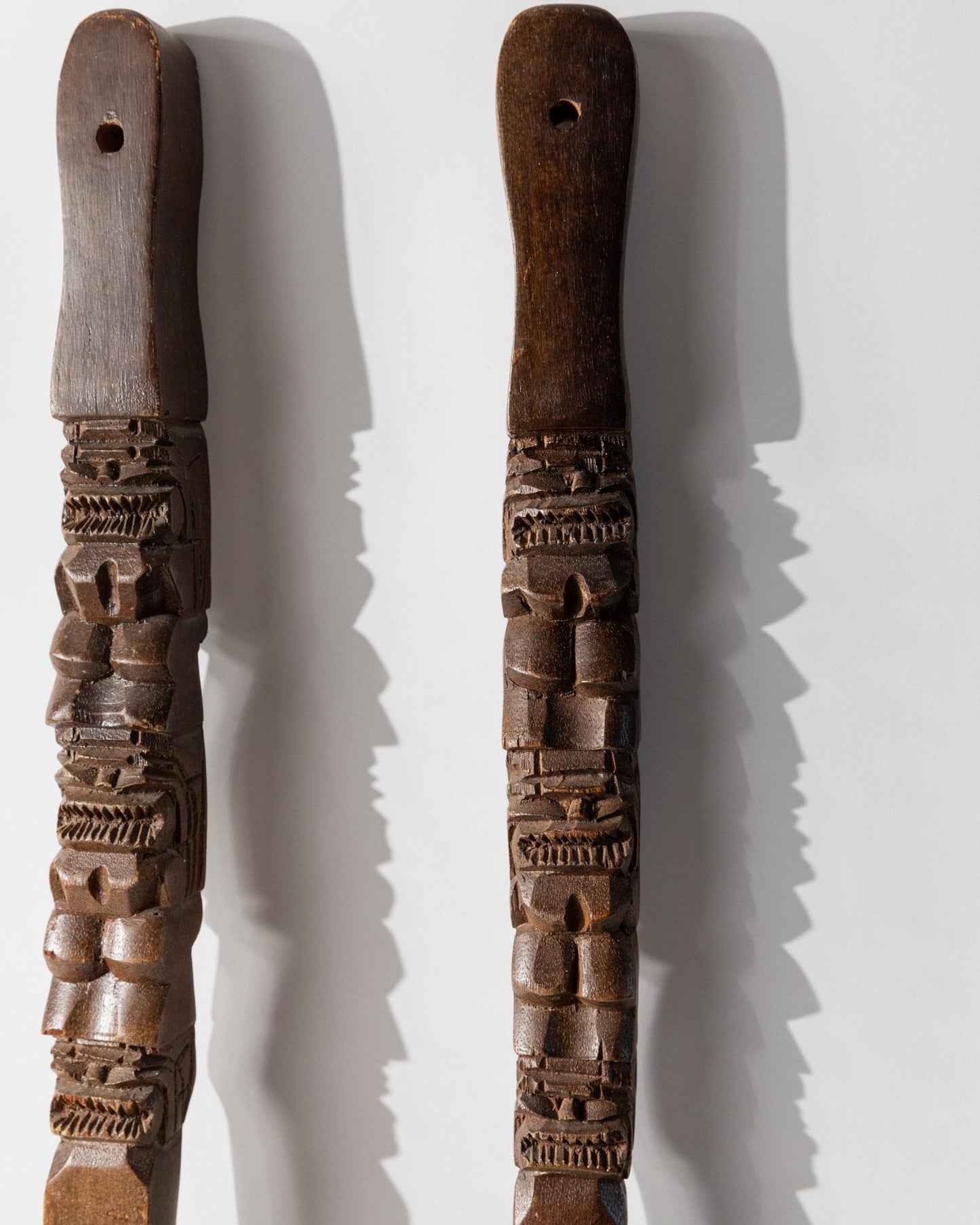 Set von 2 Vintage Wanddeko Holzskulpturen Gabel und Löffel, Italien 1960er