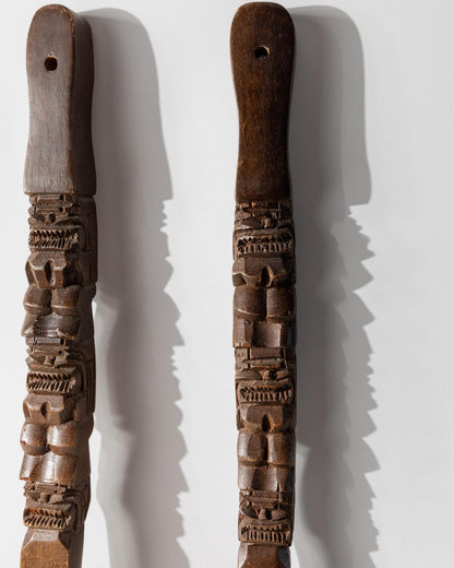 Set von 2 Vintage Wanddeko Holzskulpturen Gabel und Löffel, Italien 1960er