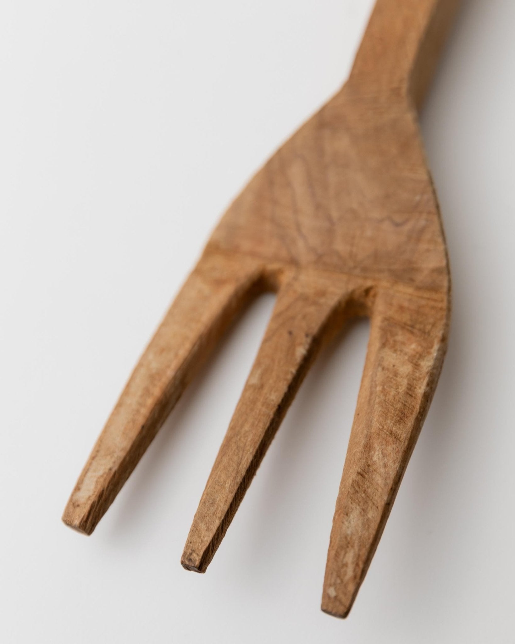 Vintage Besteck Skulpturen aus Holz, handgeschnitzte Gabel und Löffel mit Hahn, Italienische Volkskunst