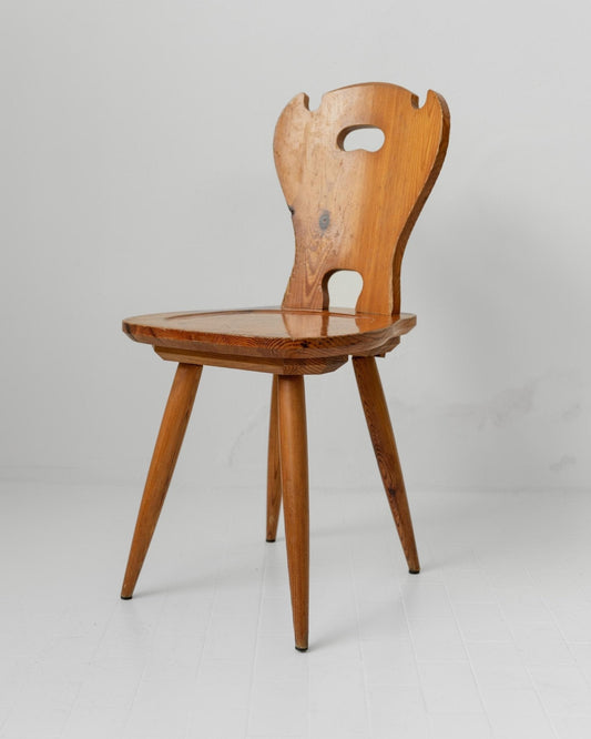 Set von 3 Vintage Bauernhausstuhl aus Massivholz im Folk-Stil, 1960er