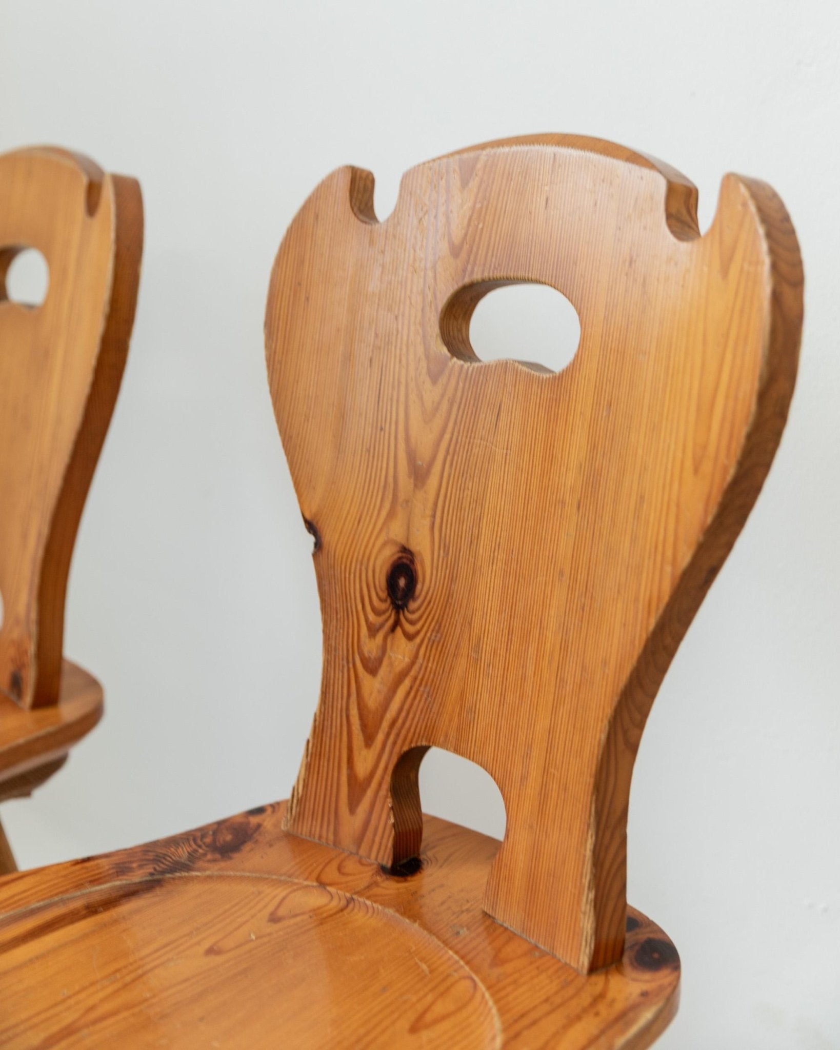 Set von 3 Vintage Bauernhausstuhl aus Massivholz im Folk-Stil, 1960er