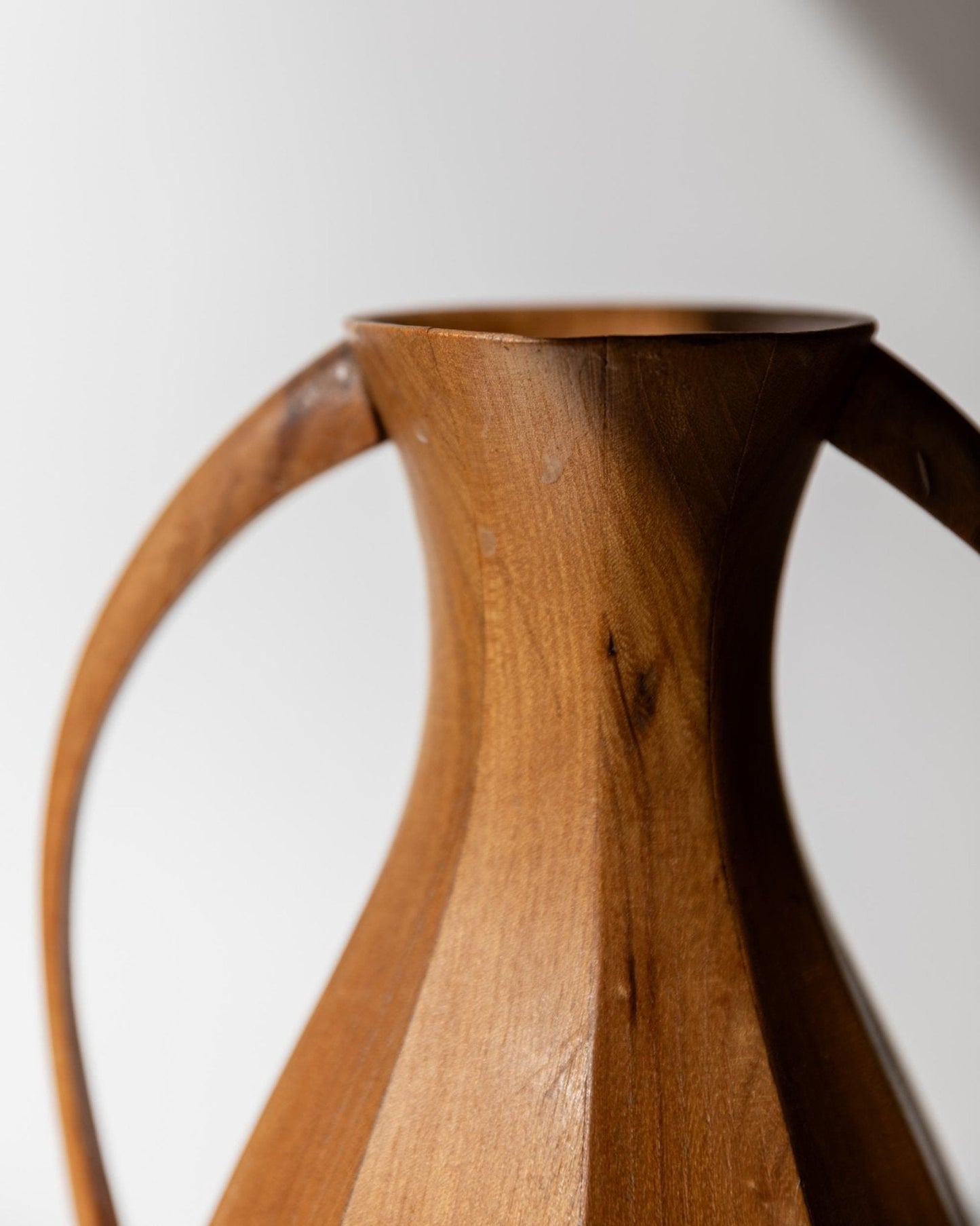 Vintage Holzvase Amphora-Form mit Metall-Innenleben, 1960er Jahre