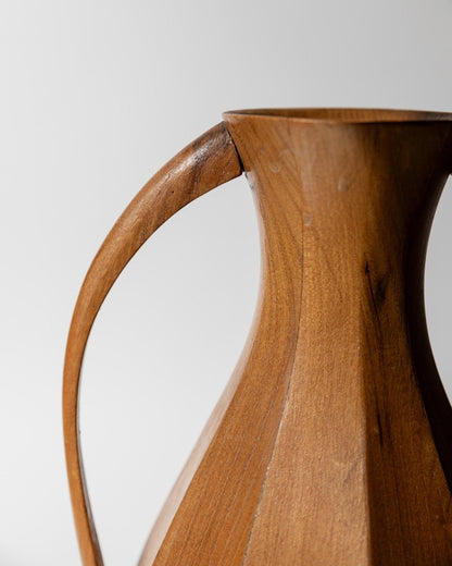 Vintage Holzvase Amphora-Form mit Metall-Innenleben, 1960er Jahre