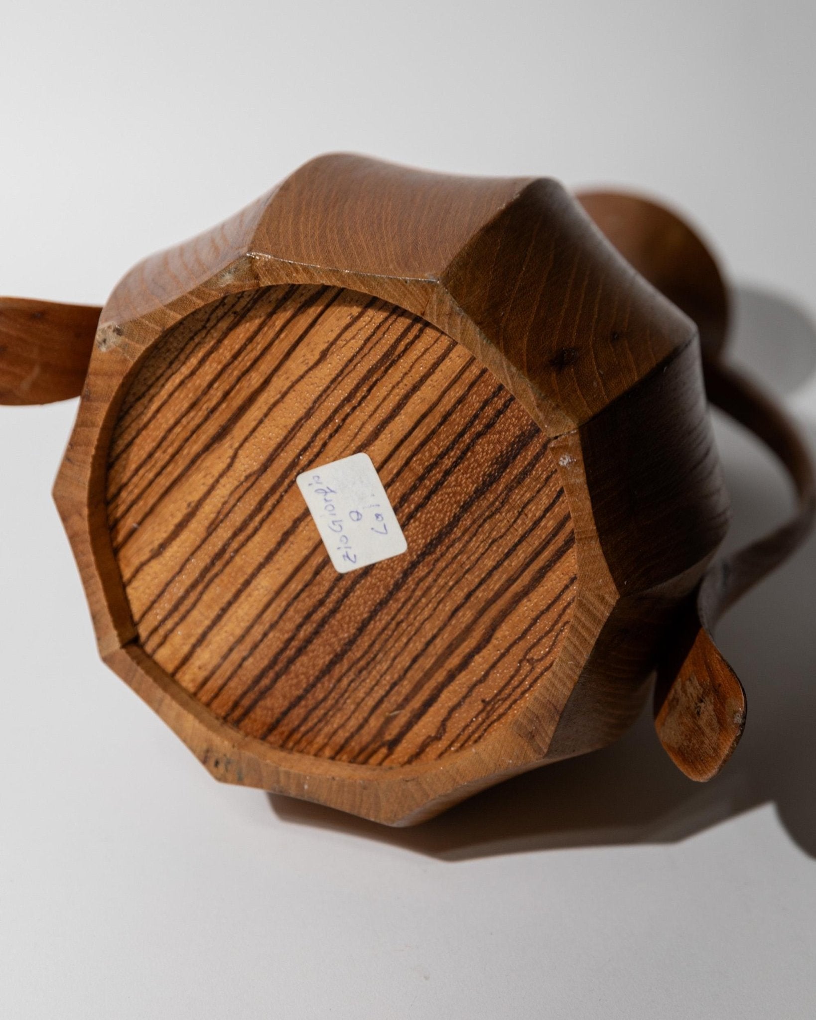 Vintage Holzvase Amphora-Form mit Metall-Innenleben, 1960er Jahre