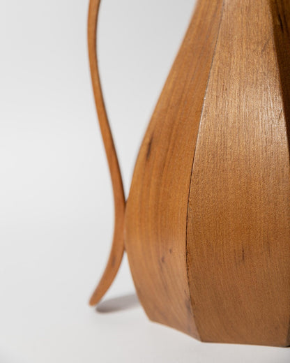 Vintage Holzvase Amphora-Form mit Metall-Innenleben, 1960er Jahre