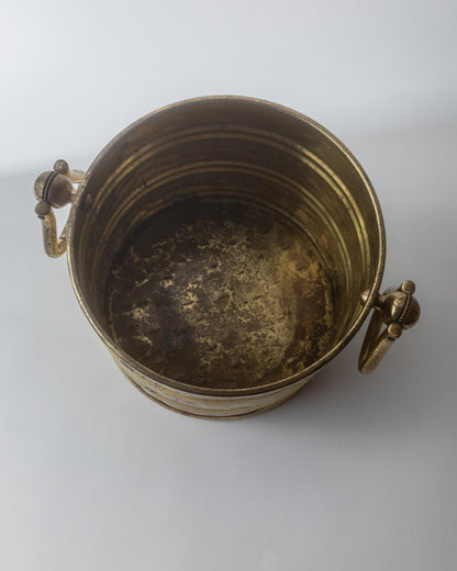 Vintage Pflanzgefäß oder Weinkühler Messing groß mit Griffen