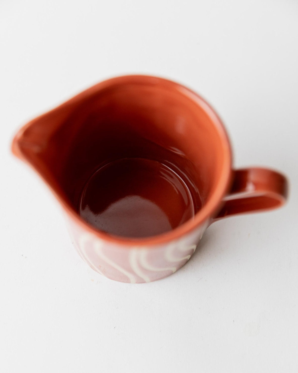 Vintage Keramik Teekanne mit Milchkännchen, Rostorange Streifenmuster