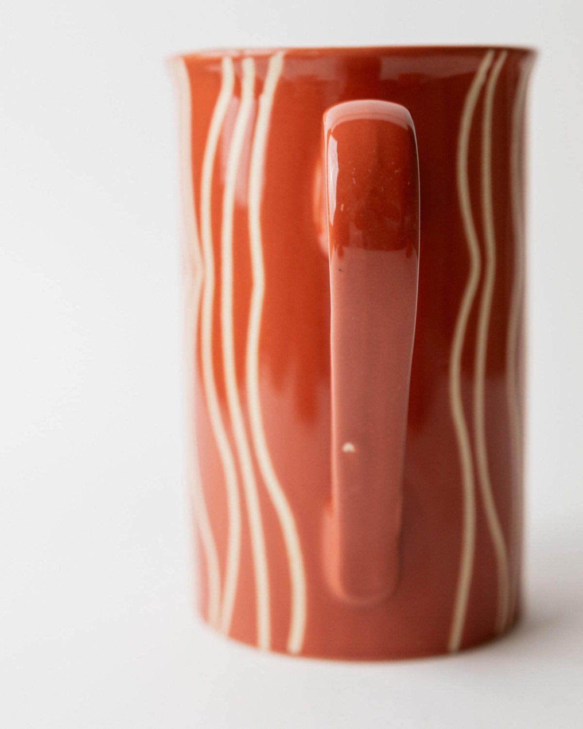 Vintage Keramik Teekanne mit Milchkännchen, Rostorange Streifenmuster