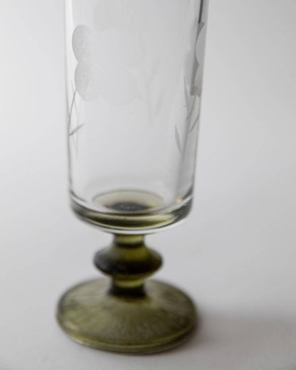 Set von 4 Vintage Champagnergläser mit olivgrünem Stiel, Italien 1970er