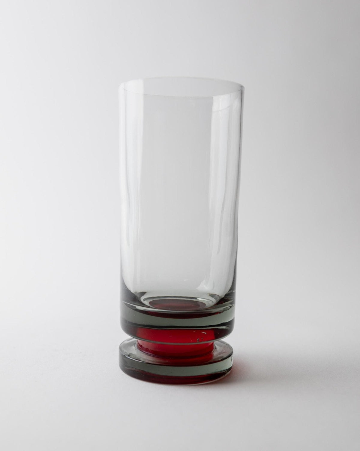 Set von 6 Vintage Champagnergläser, Grau mit rotem Stiel