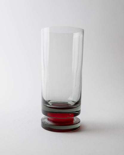 Set von 6 Vintage Champagnergläser, Grau mit rotem Stiel