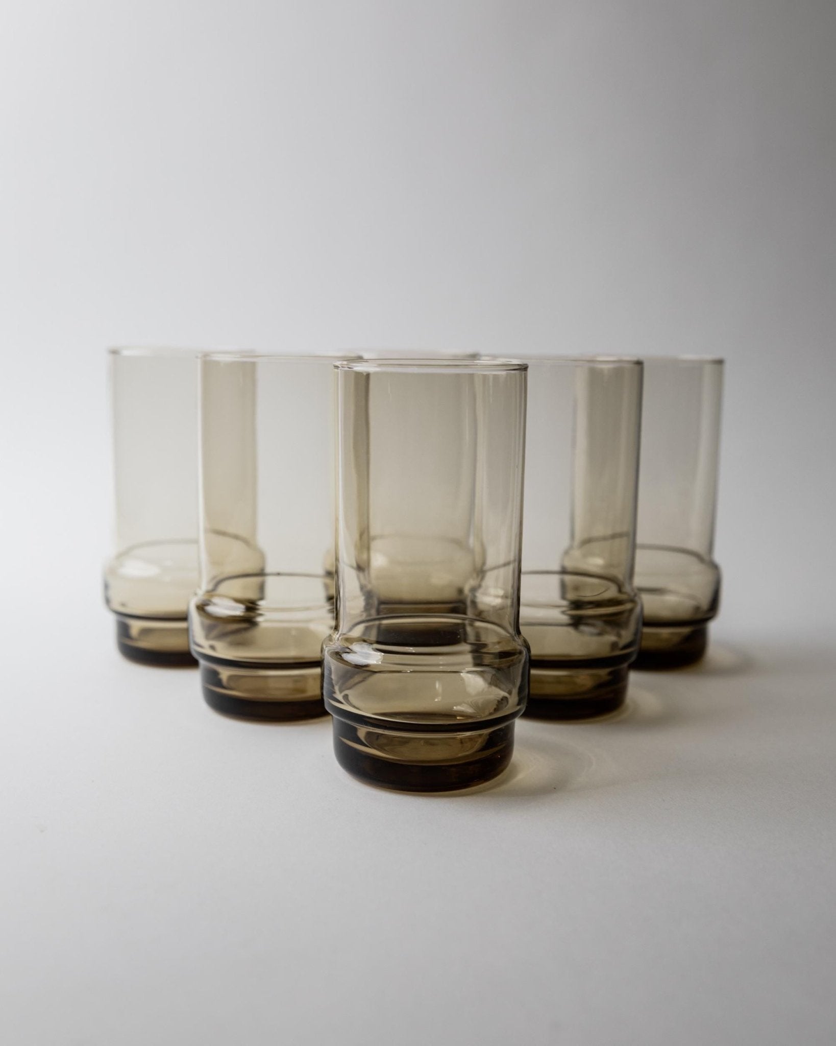 Set von 6 Vintage Trinkglas in Rauchgrau-Braun