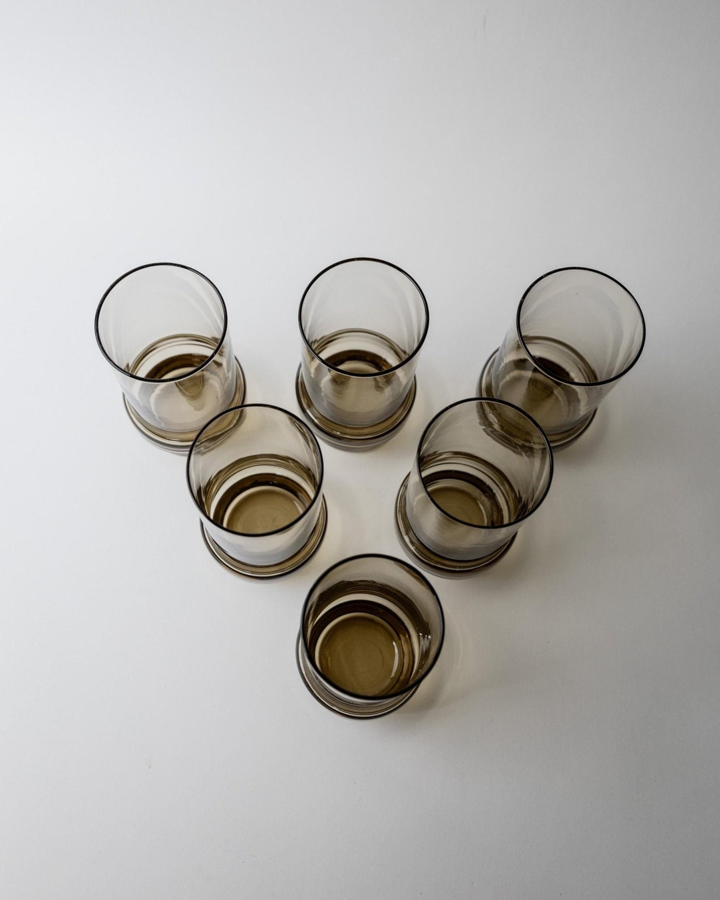 Set von 6 Vintage Trinkglas in Rauchgrau-Braun