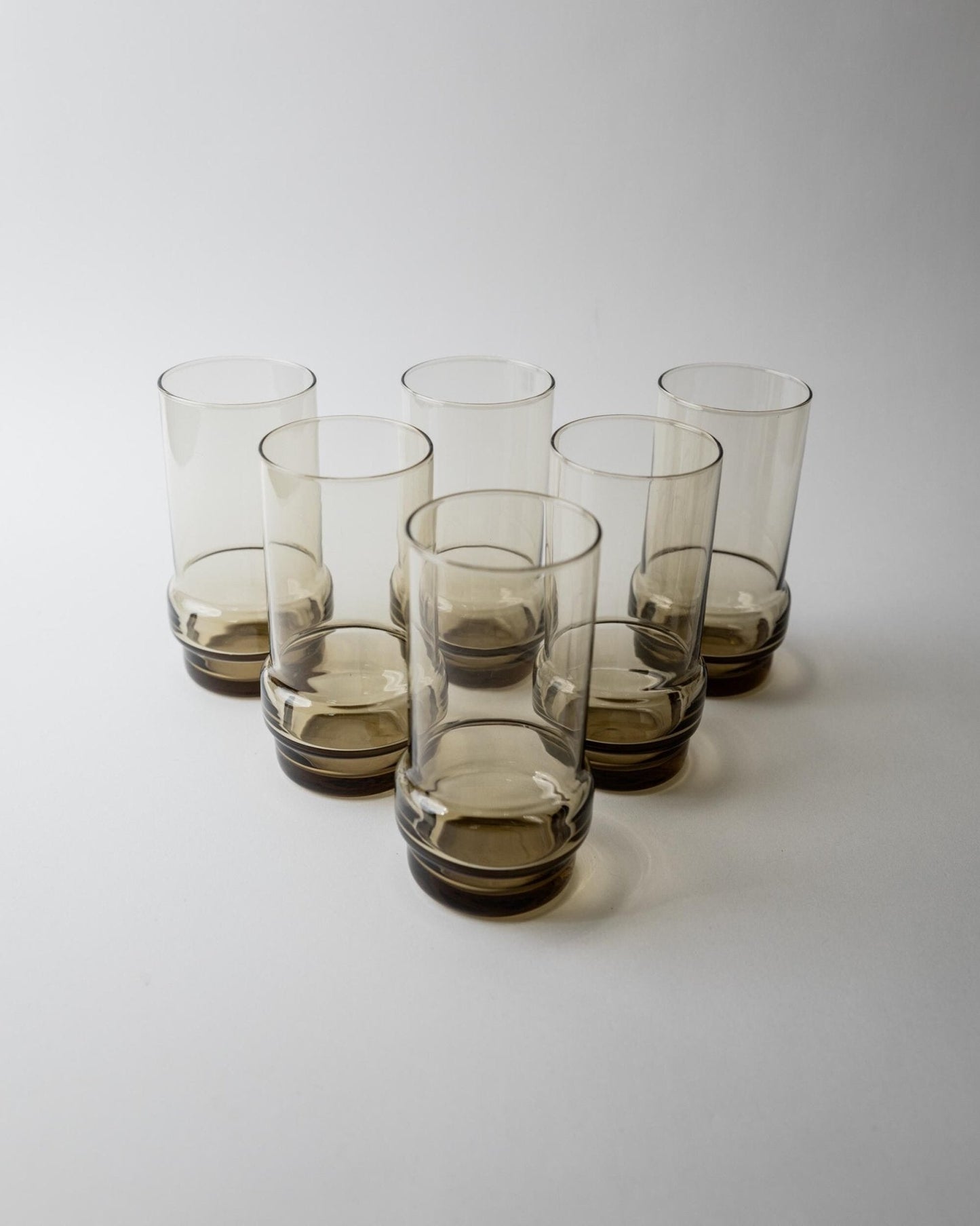 Set von 6 Vintage Trinkglas in Rauchgrau-Braun