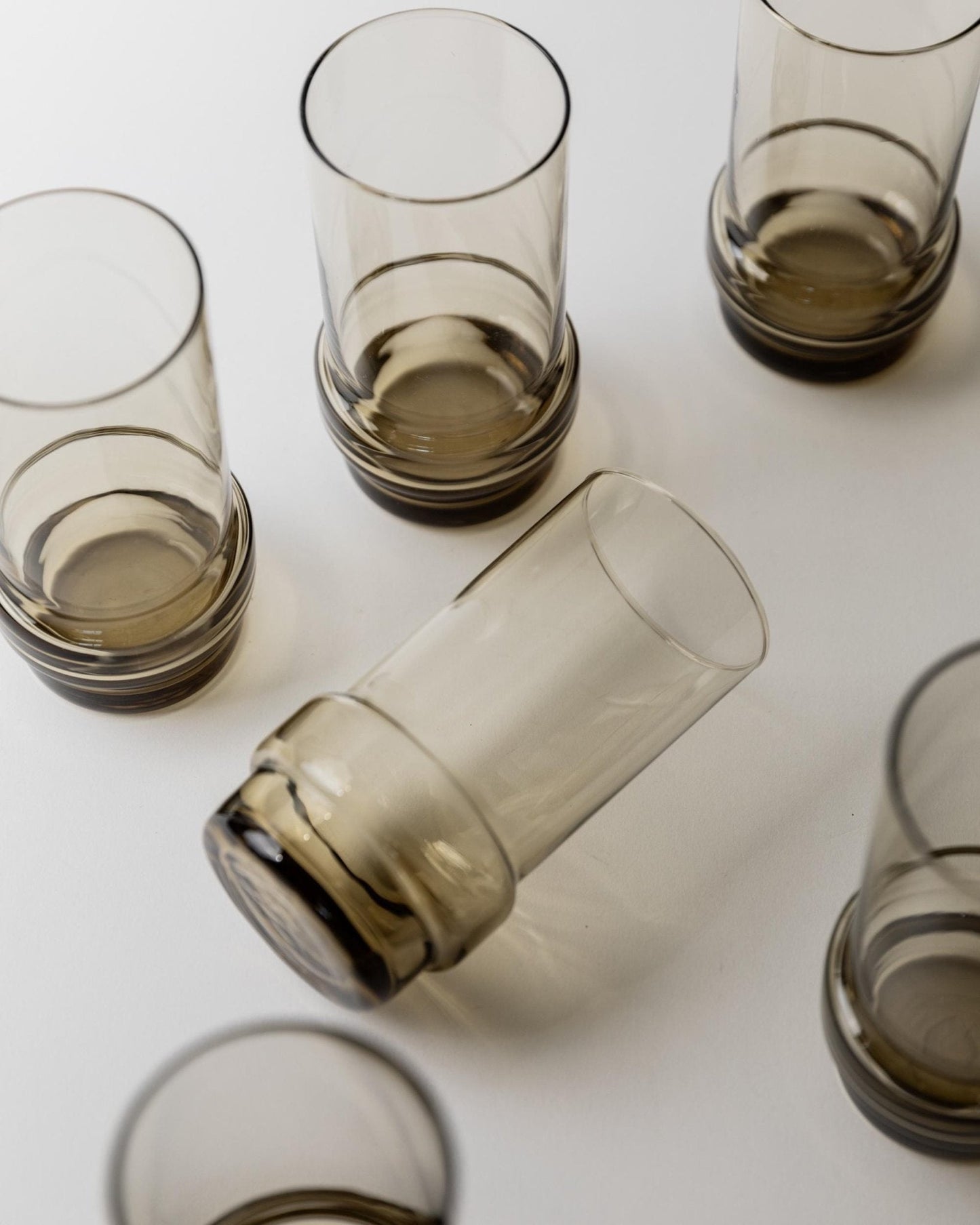 Set von 6 Vintage Trinkglas in Rauchgrau-Braun