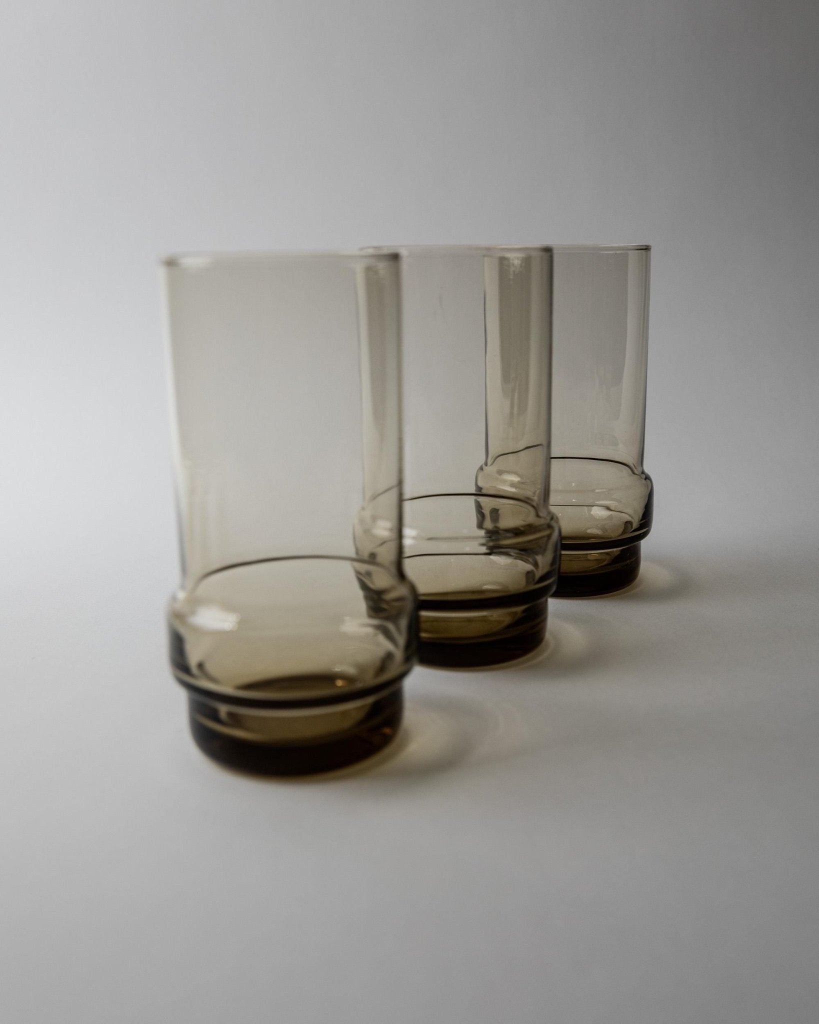 Set von 6 Vintage Trinkglas in Rauchgrau-Braun