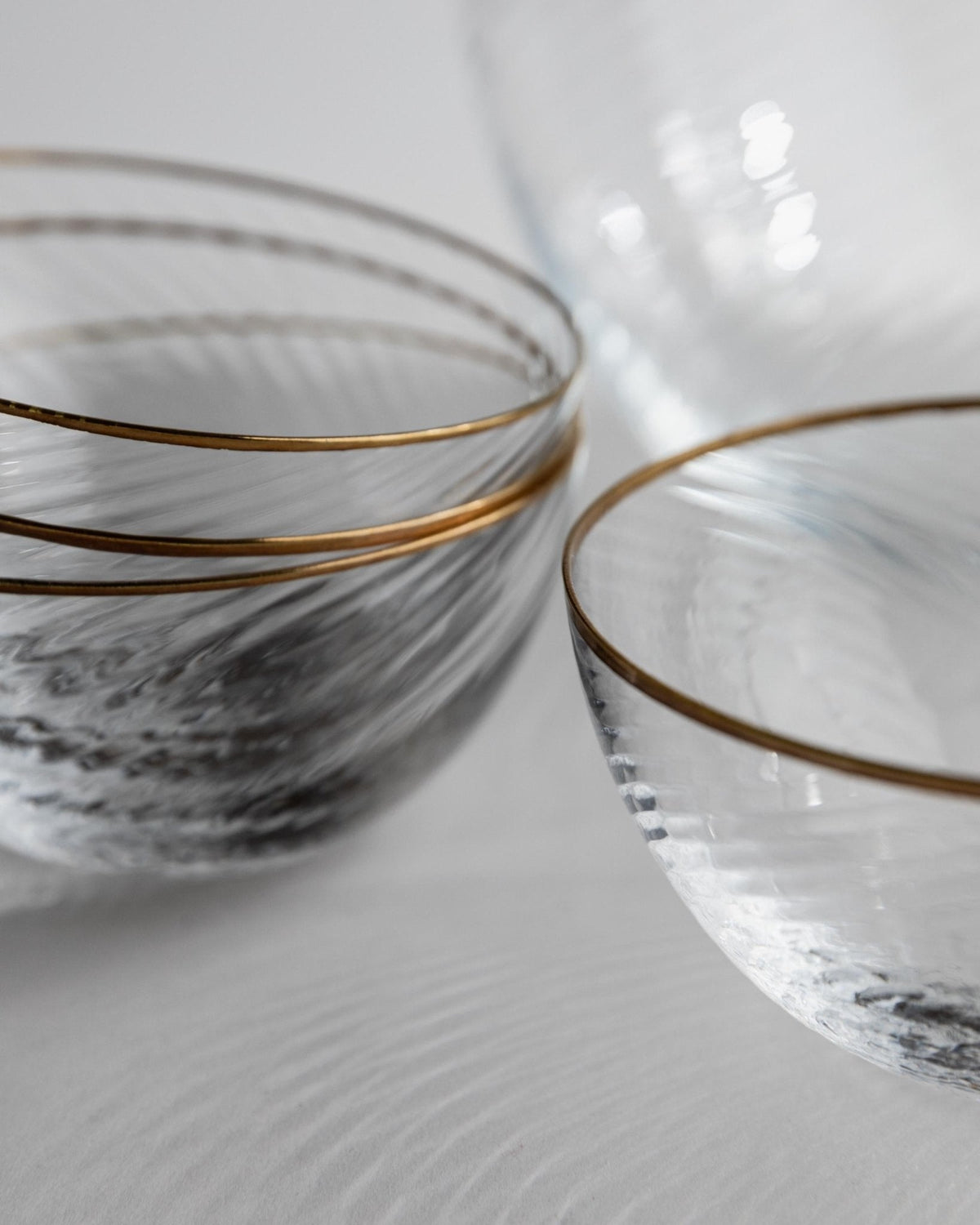 Vintage Glasschüssel Set Textured mit Goldrand von 1970er