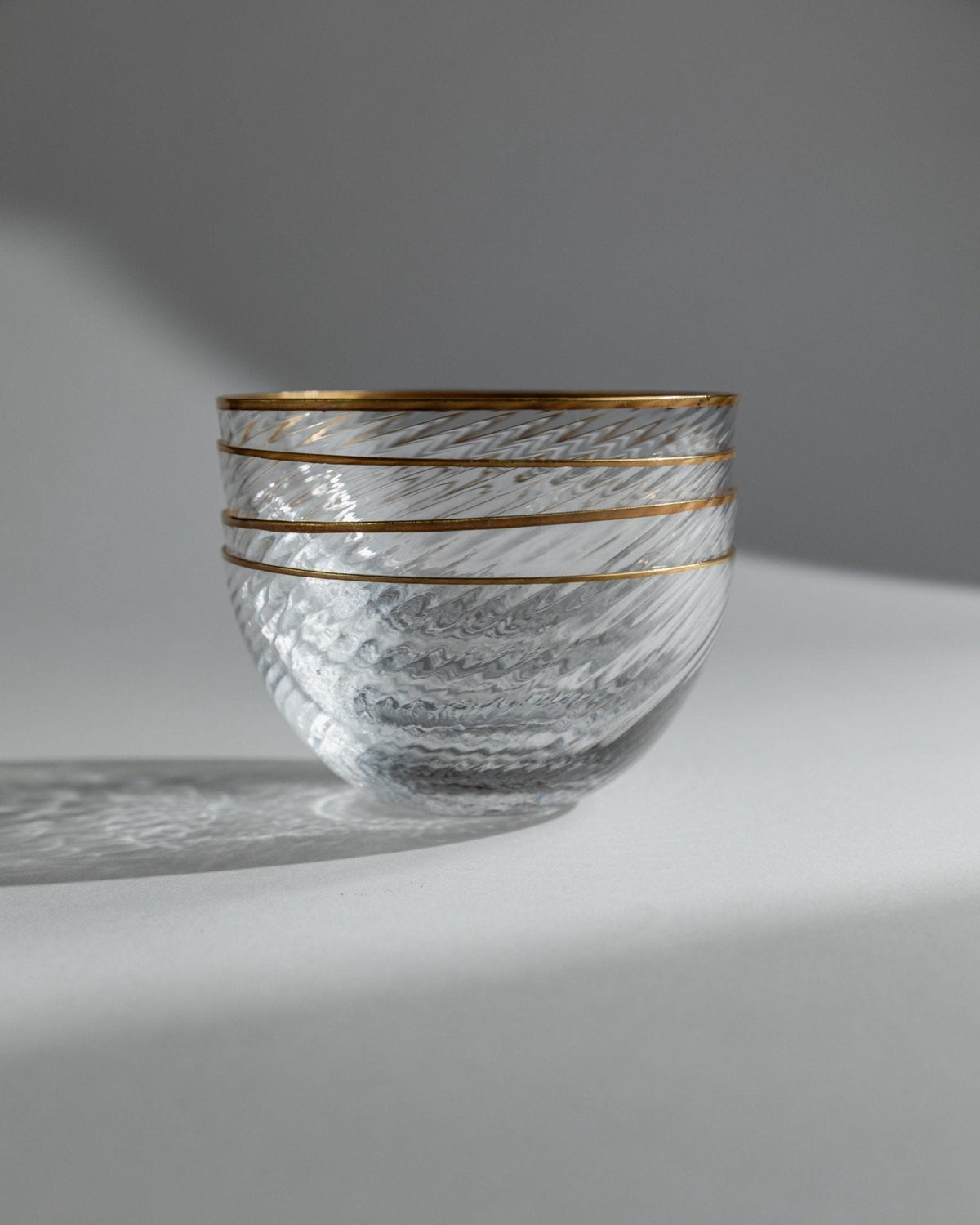 Vintage Glasschüssel Set Textured mit Goldrand von 1970er
