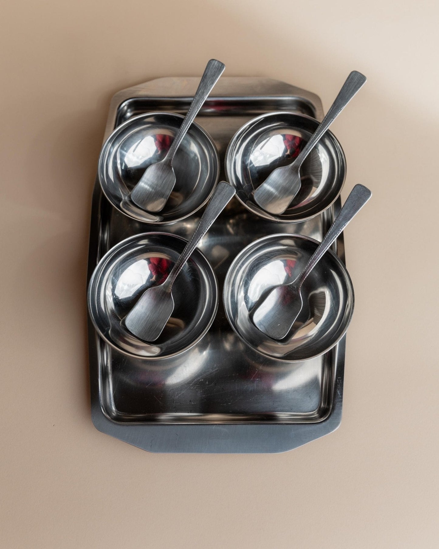 Vintage Eiscreme-Servierset Set von 4 von Italien 1970er in Originalverpackung