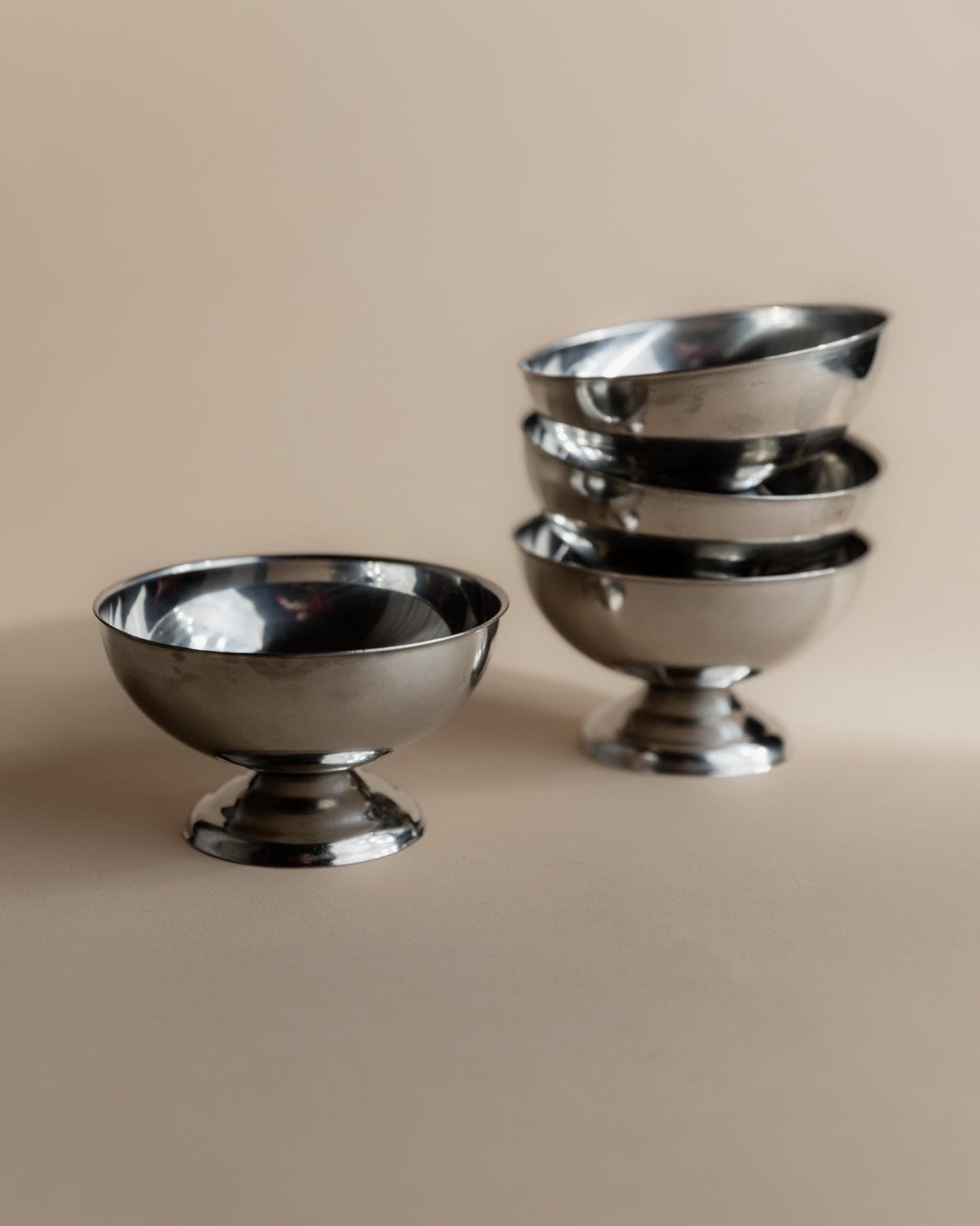 Vintage Eiscreme-Servierset Set von 4 von Italien 1970er in Originalverpackung