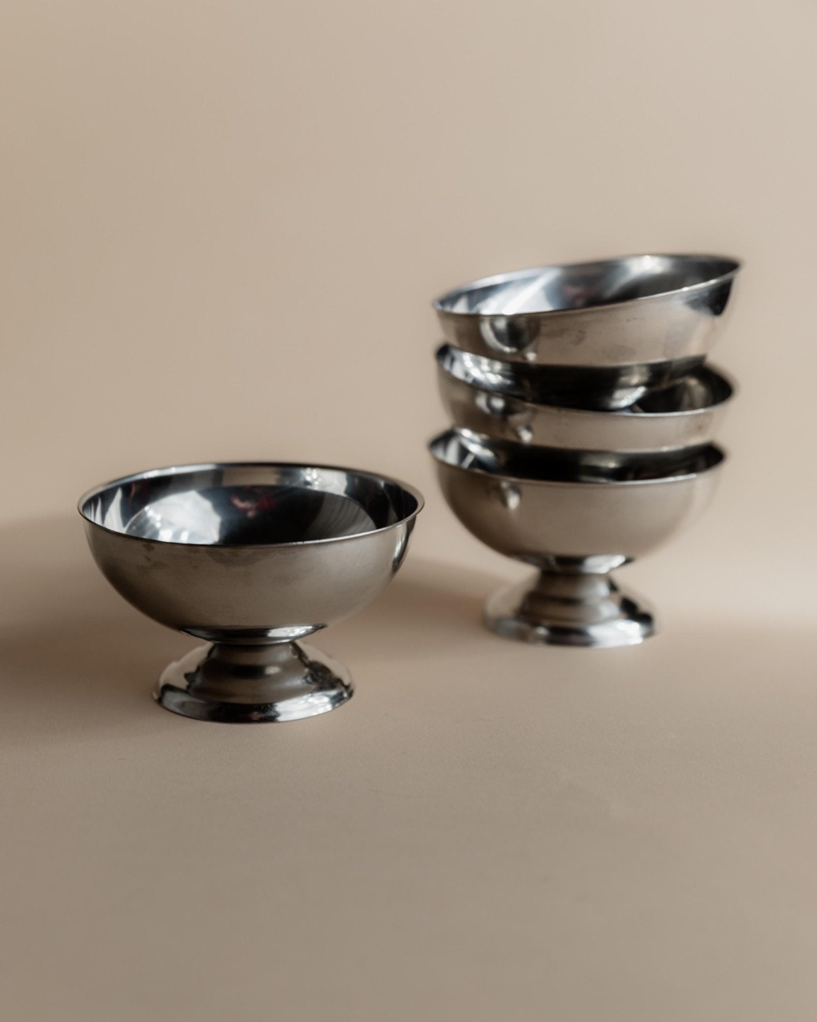 Vintage Eiscreme-Servierset Set von 4 von Italien 1970er in Originalverpackung