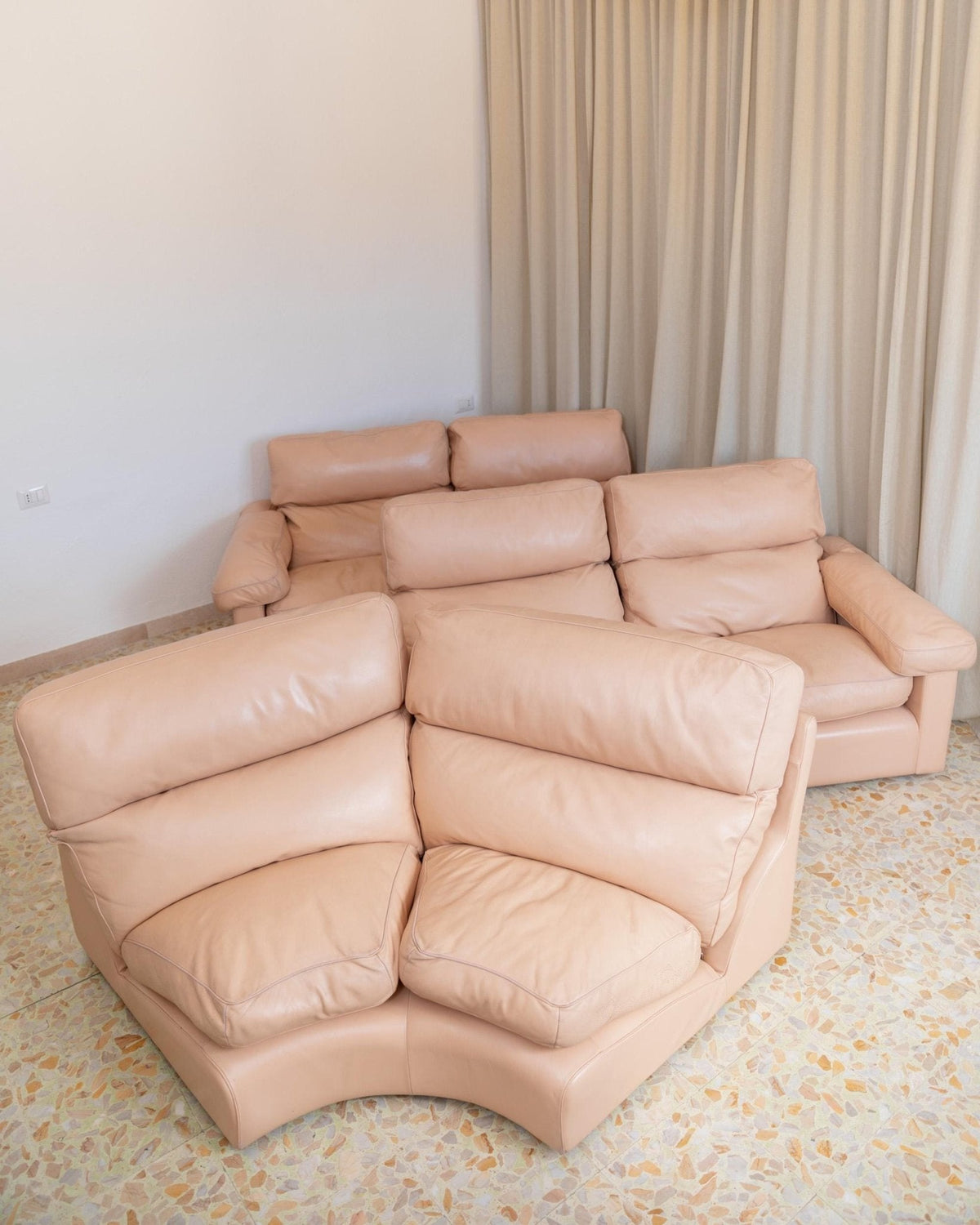 Vintage Sofa Petronio von Tito Agnoli für Poltrona Frau Blush Leder