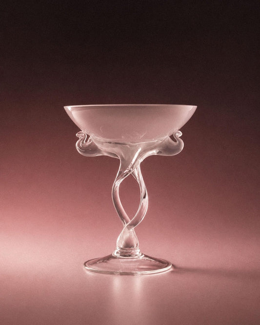 Vintage Martiniglas oder Kerzenhalter aus mundgeblasenem Kunstglas
