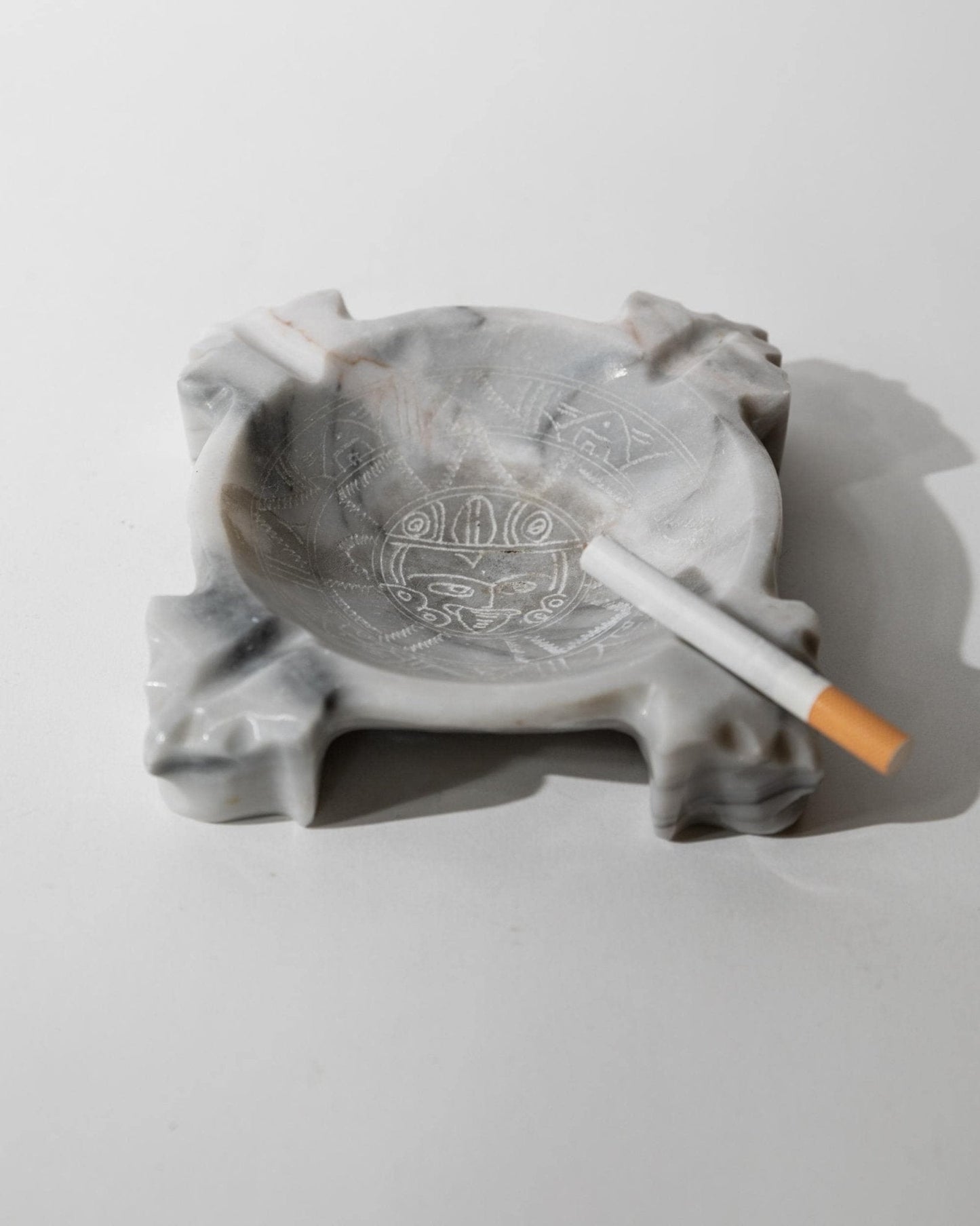 Vintage Marmor Aschenbecher mit Aztekenmotiv, Mexiko 1970er