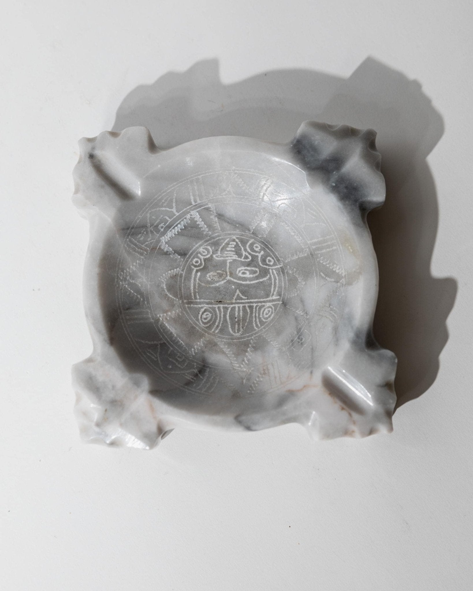 Vintage Marmor Aschenbecher mit Aztekenmotiv, Mexiko 1970er