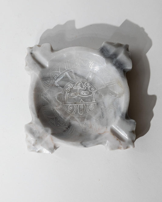 Vintage Marmor Aschenbecher mit Aztekenmotiv, Mexiko 1970er